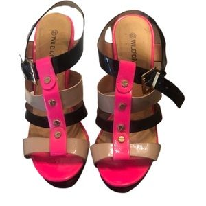 Black,tan and pink heels